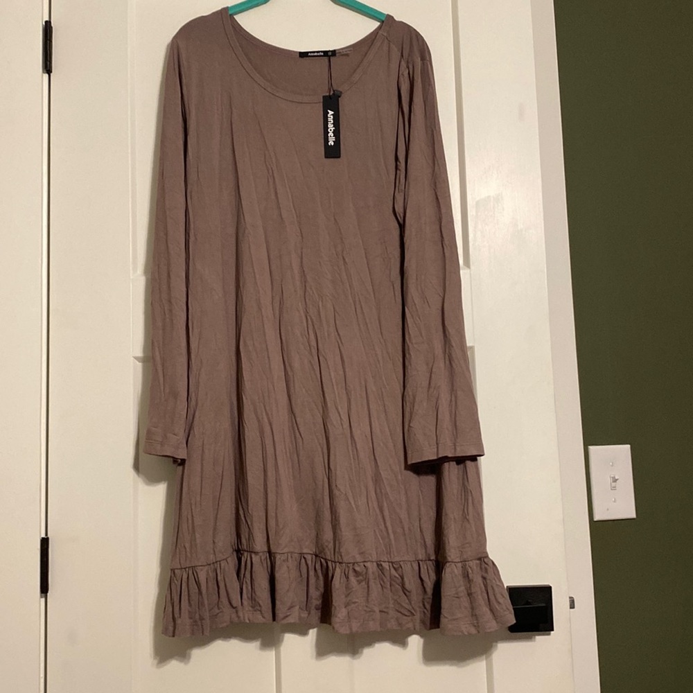 NWT Long sleeve swing shirt dress taupe size XL